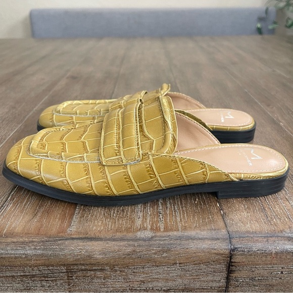 Marc Fisher Penny Loafer Mule Women’s Sz 5.5 Slip On Flyta Croc Embossed Leather - Picture 2 of 8